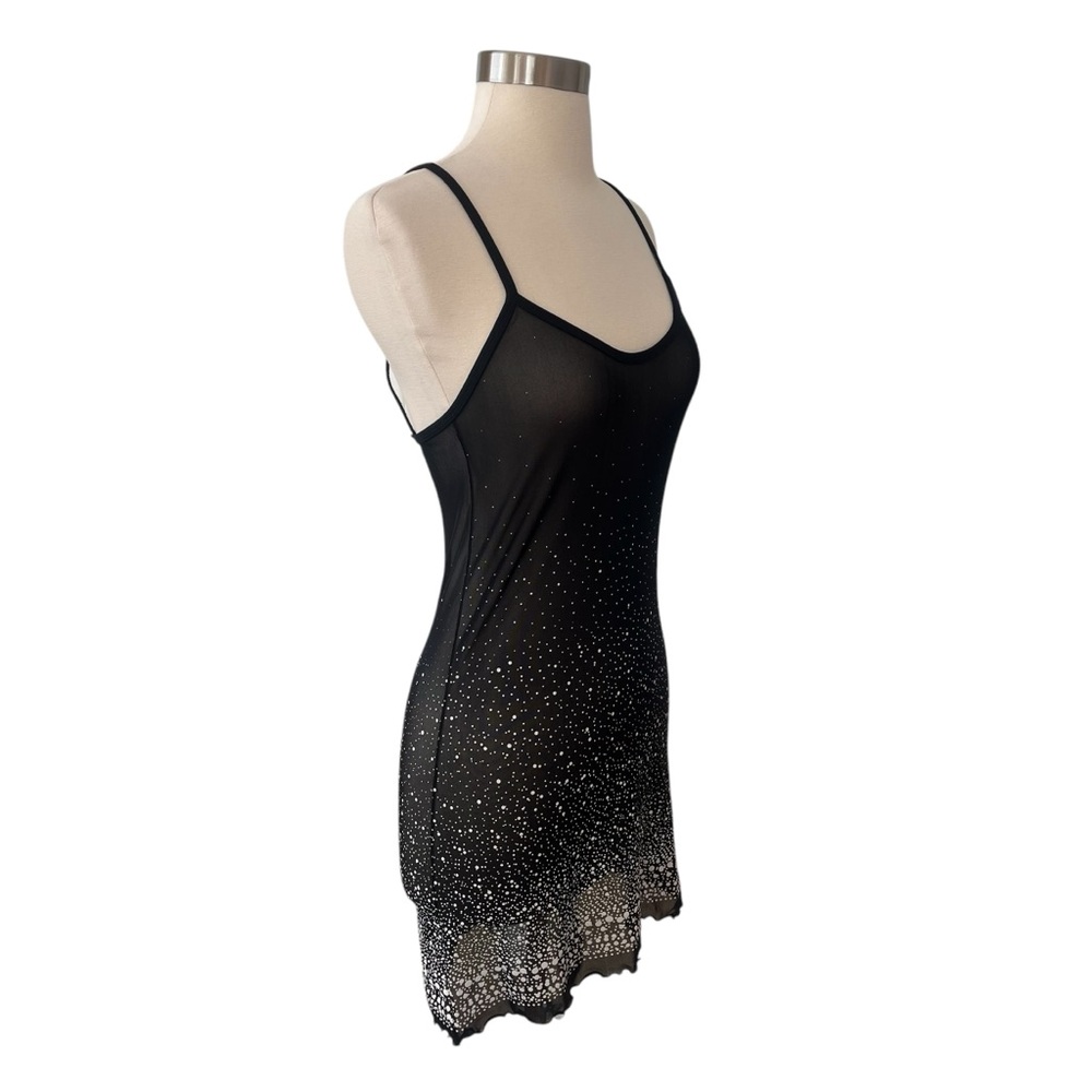 Vintage 80s sheer black white slip dress chemise XS - Picture 3 of 12